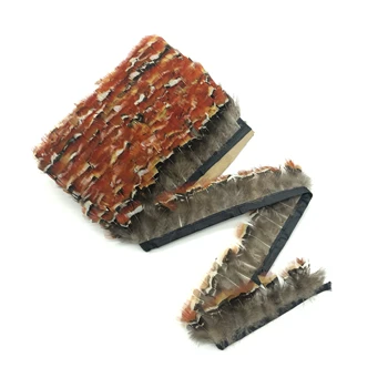 

High quality 1yards Natural pheasant feather Trims Fringe diy feathers for crafts Satin Ribbon Sewing Costumes Decorative Plumes