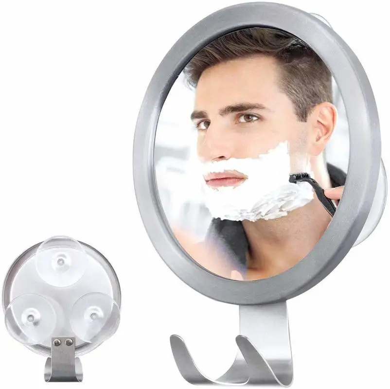 Новые часы с чашкой на присоске для ванной Анти-туман зеркало алюминиевый сплав крюк Душ бритье зеркало абсолютно новое обновление Пробивка зеркало для душа