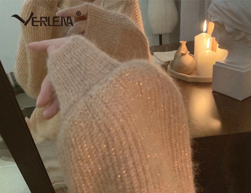 Verlena супер-мягкая шерсть мохер люрекс вязаный длинный женский кардиган рукав летучая мышь Bling v-образным вырезом свободный негабаритный осенний свитер