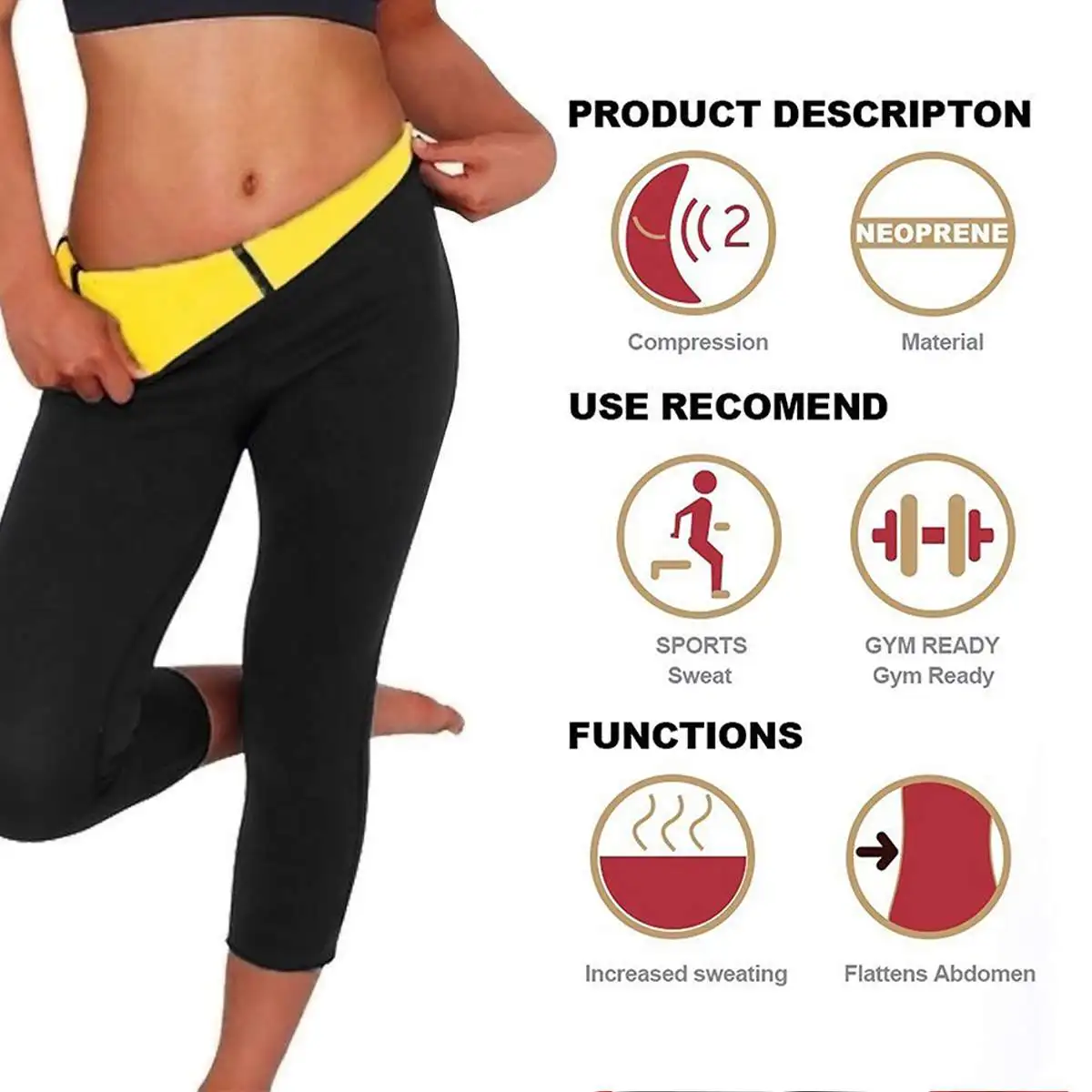 Thermo Sweat Hot Neoprene Body Shaper Pants Slimming Waist Trainer Yoga 