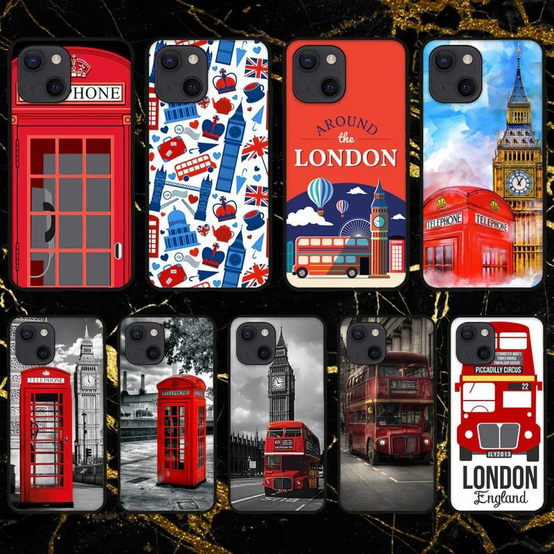 london bus england telephone Phone Case For iPhone 11 12 Mini 13 Pro XS Max X 8 7 6s Plus 5 SE XR Shell iphone 13 wallet case