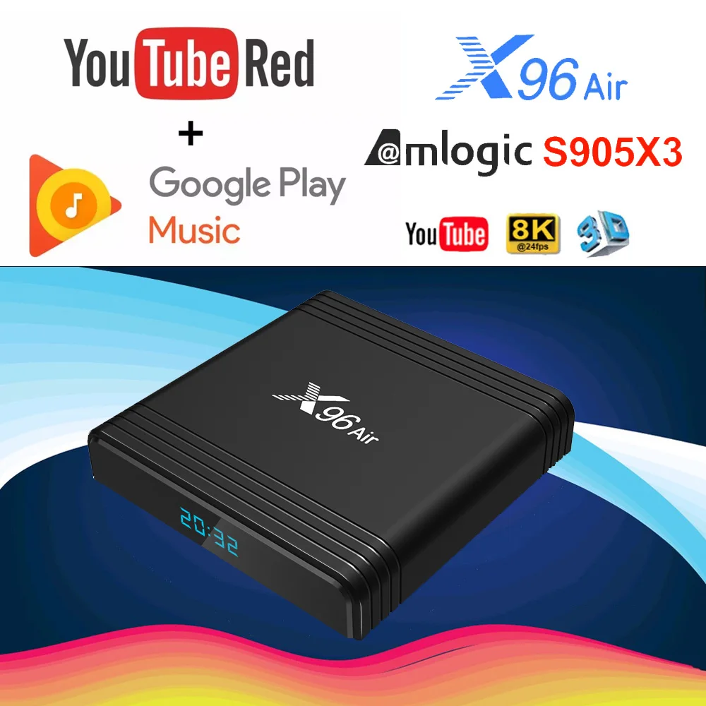 

2019 New X96 Air 4GB 64GB Smart TV Box Amlogic S905X3 Android 9.0 TV BOX Bluetooth 4.0 1080P 8K 60fps 2.4G&5.0 WIFI Set Top Box