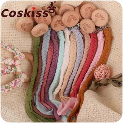 Coskiss Beech Rainbow Pacifier Clip Baby Cotton Tassel Pacifier Chain For Newborn Teething Soother Chew Dummy Clip Hand Made