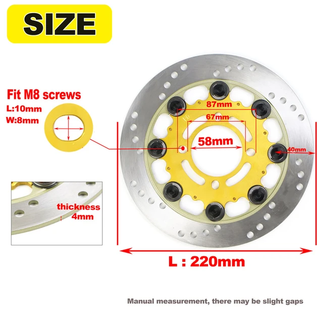 Disque de Frein Moto 220 * 55mm Universel 4 Trous en Alliage D'aluminium  Foating Disque