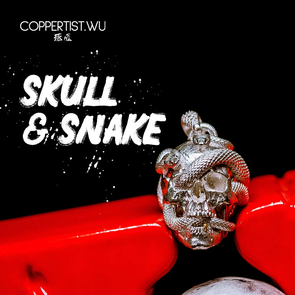 COPPERTIST.WU оригинальное ожерелье в виде змеи с черепом Goth S925 из стерлингового