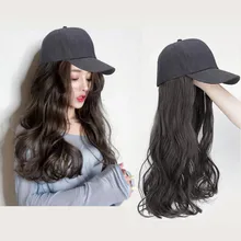 Парик женский длинный волос шляпа модная повседневная бейсбольная кепка
