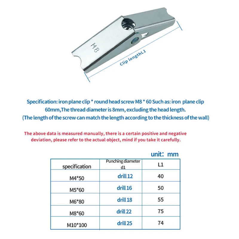 LUHUICHANG 20Pcs/Lot M4 M5 M6 M8 M10 Plasterboard hollow wall cavity wall fixing spring toggle anchor images - 6