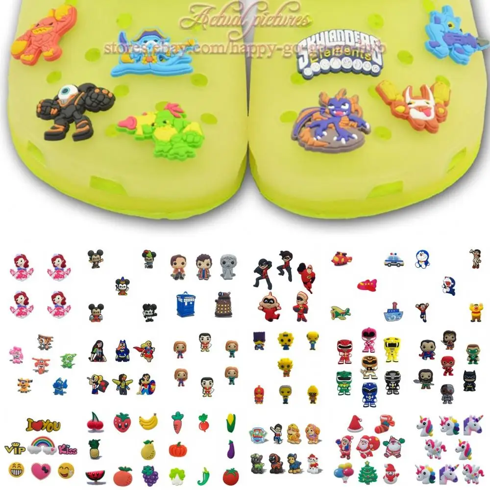 4-8 шт./компл. Moana Nemo Trolls Unicorns Shoe Charms аксессуары для обуви украшения для детей croc jibz croc charms Fit силиконовые полосы