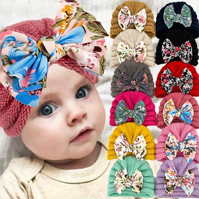 12 Pcs Bandeau Cheveux Bébé Fille Chapeaux Turban Noeud Papillon