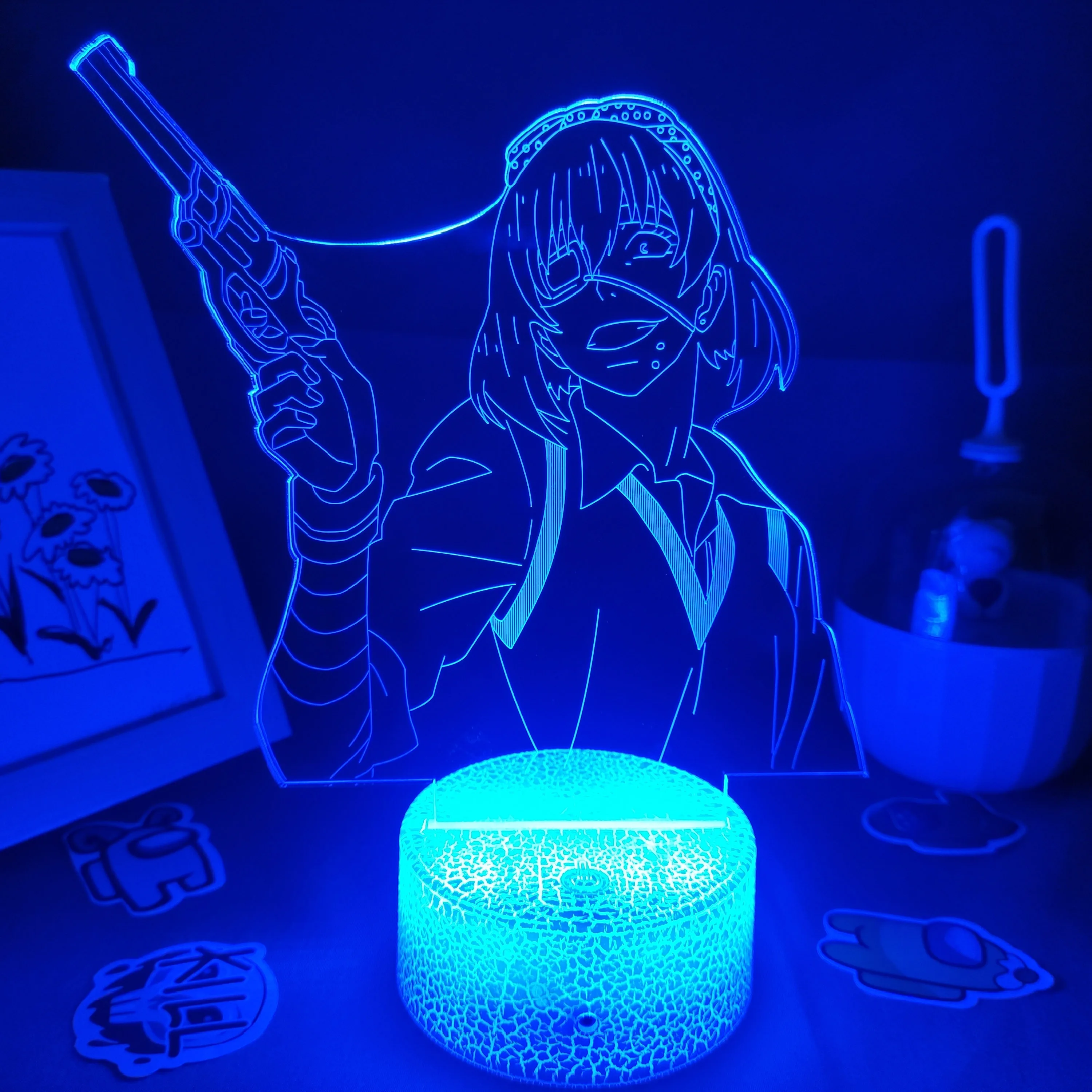 Anime Kakegurui Figure Midari Ikishima LED RGB Night Lights Cool Gift for Friend Lava Lamp Children Bedroom Bedside Table Decor best night light