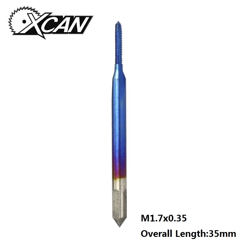 XCAN M1-M1.8 Nano с голубым покрытием метрический резьбовой кран прямой флейта машинный кран HSS 6542 винтовой кран сверло - Цвет: 1pc M1.7x0.35