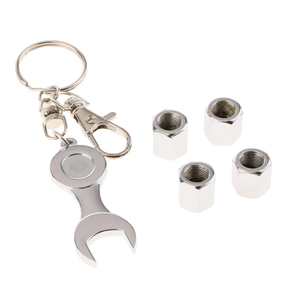 Car Wheel Tire Tyre Valve Stems Caps Air Cover +Wrench Keychain For BMW
