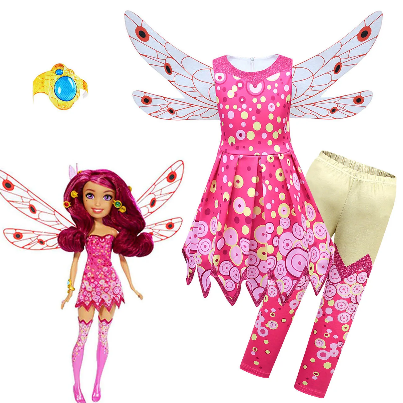 2021 Girls Dress Mia Halloween Cosplay Costume Mia & Me Festa Di Compleanno Abiti Di Carnevale Set Di Abbigliamento Per Bambini Con Anello A Mano Mia