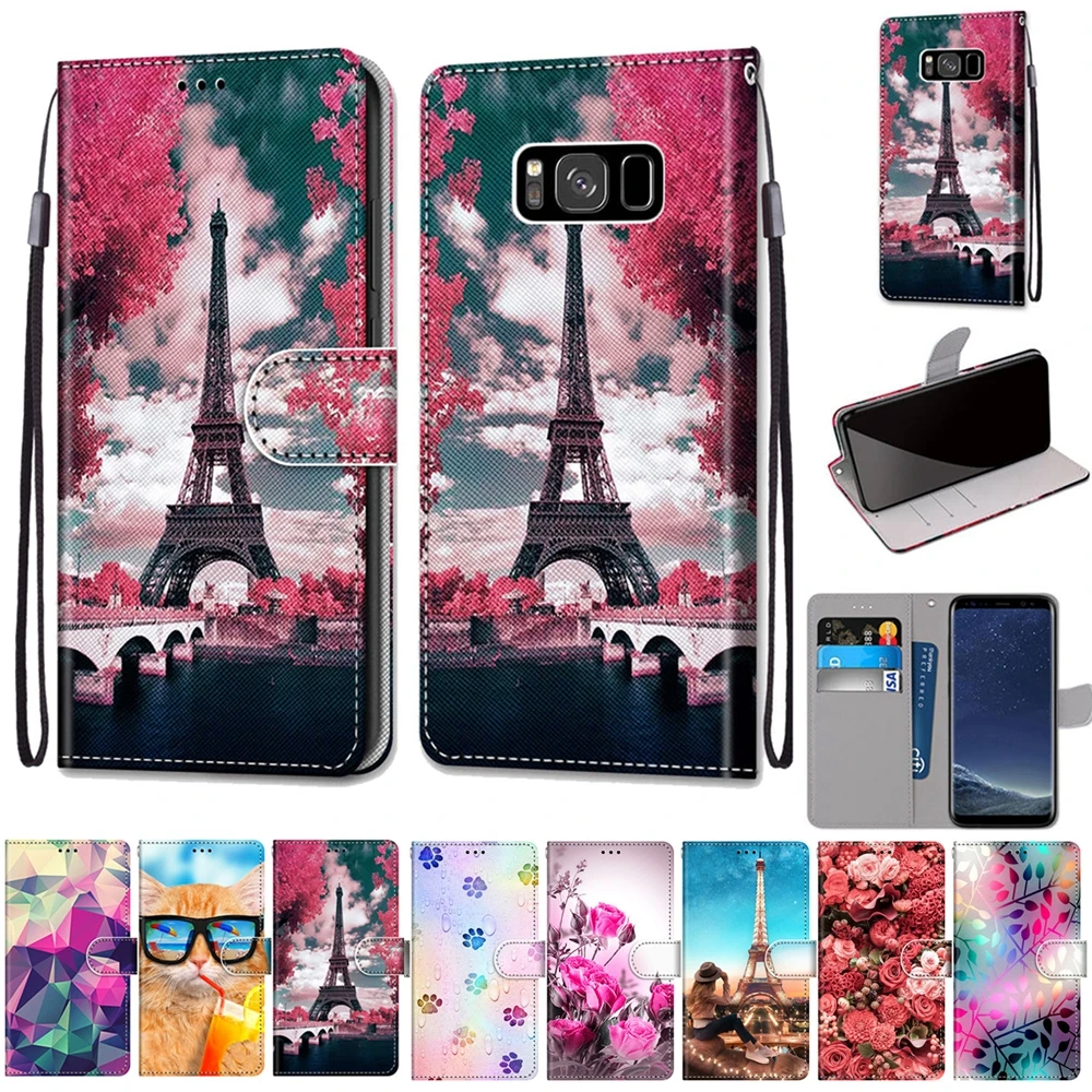 Кожаный флип чехол для Samsung J4 J6 Plus 2018 Galaxy роскошный с 3D бумажником Магнитный