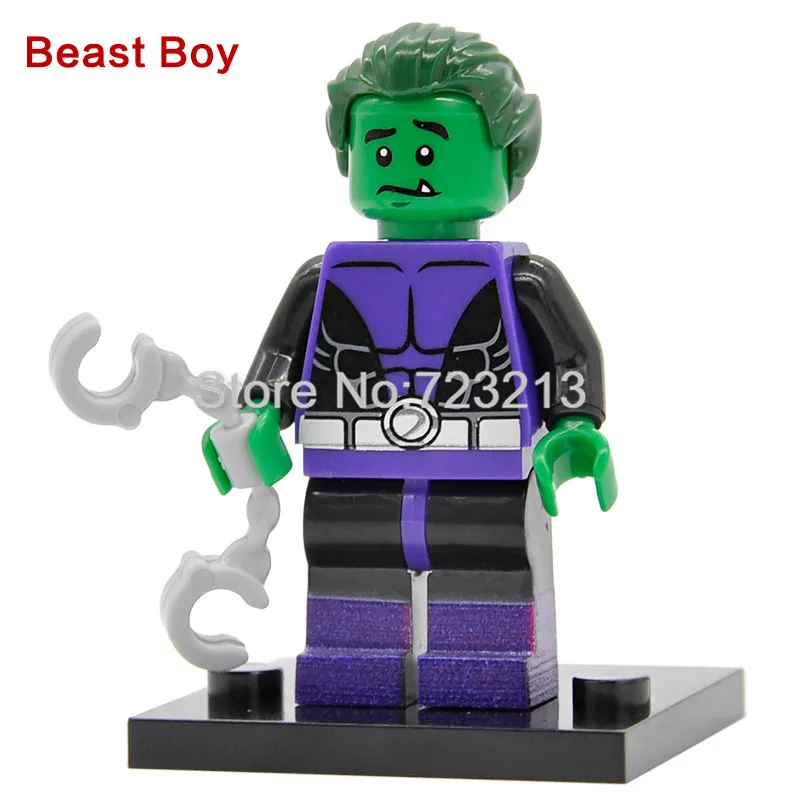 Один супер герой доктор Осьминог фигурка Звездный огонь убийца Крок гриф Катана Мистерио Робин электро сандмен строительные блоки игрушки подарок - Цвет: Beast Boy