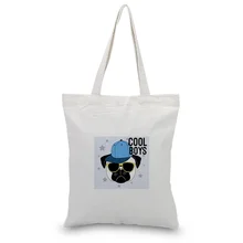 Крутая Сумка-тоут из холста с изображением животных, ручная сумка для покупок, печать логотипа на заказ, Повседневное использование, Складная хозяйственная сумка Reusabl