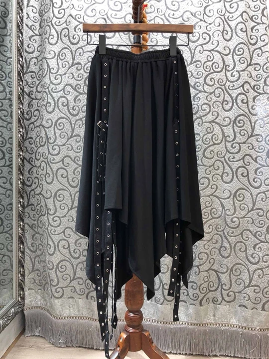 Autumn and winter new women's streamer splicing decoration medium and long versatile skirt 1015