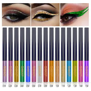 

QIBEST Liquid Eyeliner Pencil Colored 15 Colors Glitter Eye Liner Pencil Waterproof Eyeliner Cosmetic Eye Shadow Pencil Makeup
