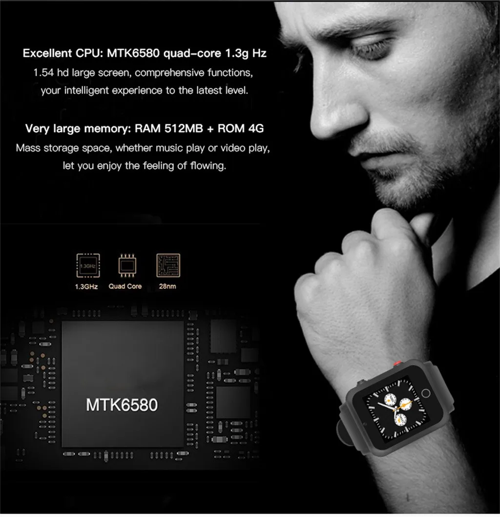 WiFi GSM 1G+ 16G четырехъядерный процессор для Android 5,1 Смарт-часы с Камерой 5,0 МП спортивные фитнес-часы для отслеживания сердечного ритма