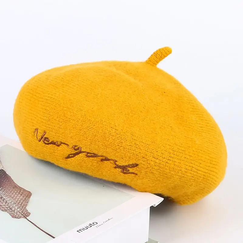 Женские шапки осень зима хлопок темно-синяя шапка лента Кнопка уличная Ретро шляпа