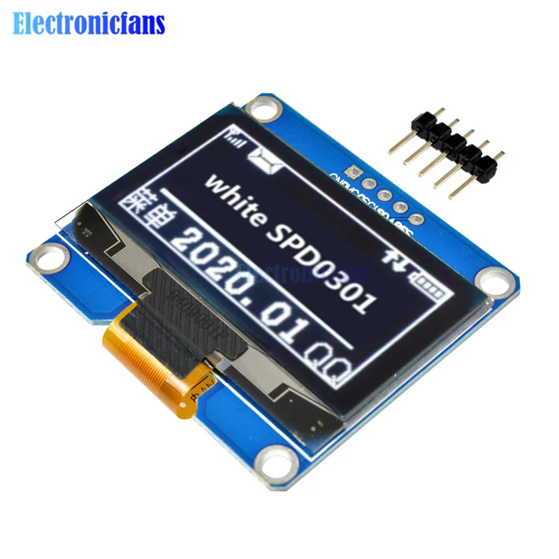 Ips 1,54 дюймов 5Pin 128x64 ОСД дисплей модуль SPI интерфейс SPD0301 Драйвер IC плата адаптера Белый Синий Желтый для arduino - Цвет: Белый