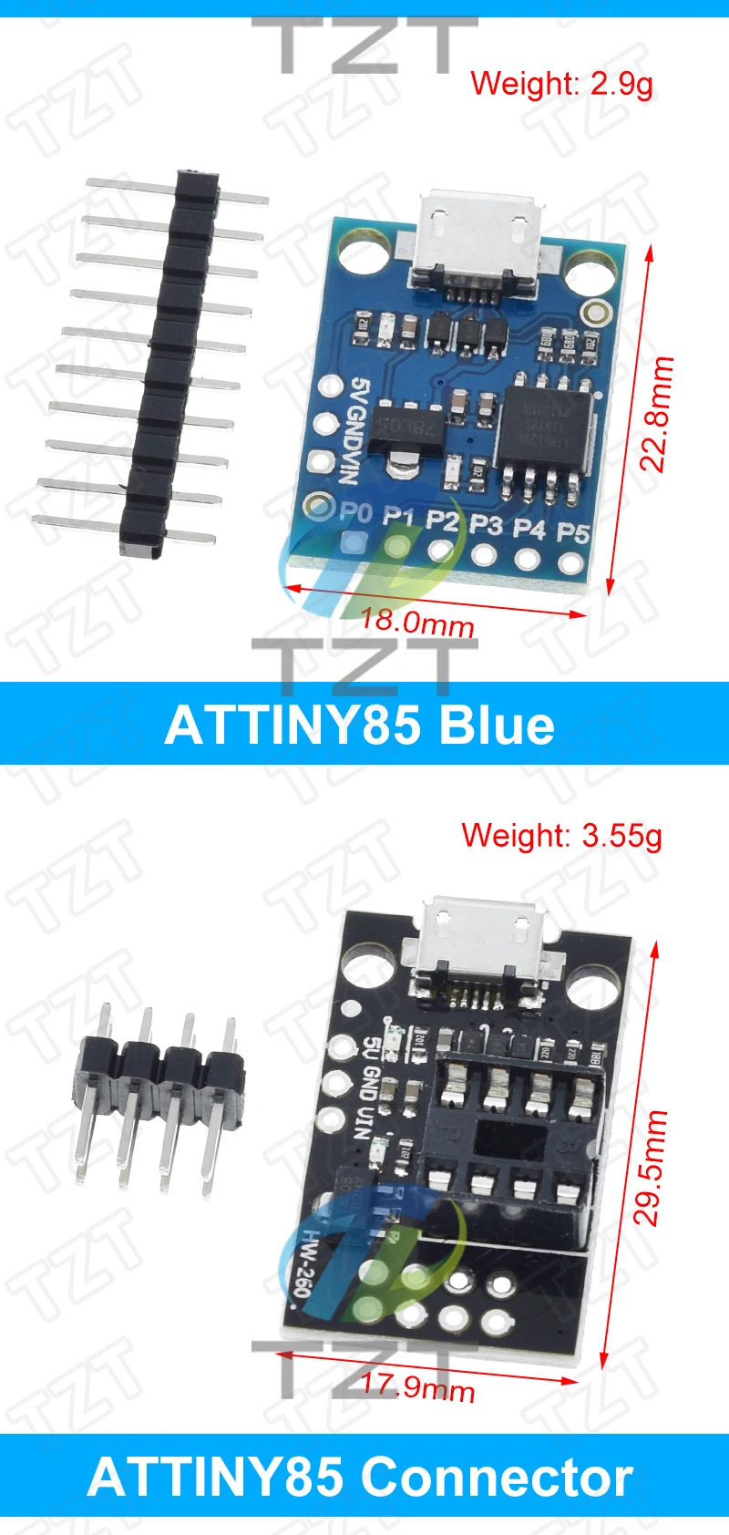 Blau Schwarz TINY85 Digispark Kickstarter Micro Development Board ATTINY85 Modul für Arduino IIC I2C USB – Detail 3