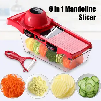 

6 IN 1 Vegetable Cutter With Steel Blade Mandoline Slicer Potato Peeler Carrot Grater Vegetable Slicer Kitchen Accessories Tools