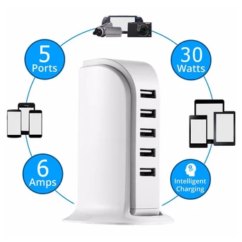 

5Port USB Charger For Android IOS iPhone Adapter Tablet Mobile Phone 5V 4A Fast Charger For xiaomi huawei samsung Extension