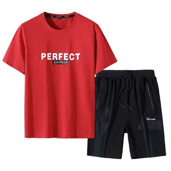 

2020 NEW 9XL add plus size large t-shirt men's short sleeve suit plus boy loose five shorts tops T-shirt 8xl causal man 1-15