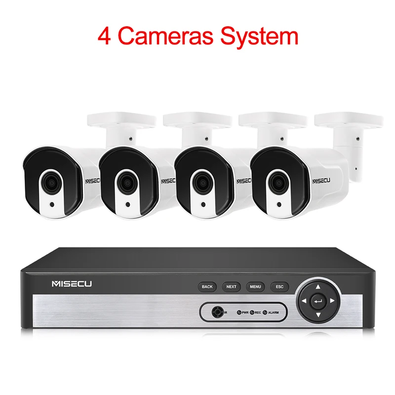 MISECU H.265 8CH 4MP CCTV камера система POE NVR комплект 2,8-12 мм зум Открытый водонепроницаемый 4MP POE IP камера P2P видеонаблюдения - Цвет: Auto len 4camera kit