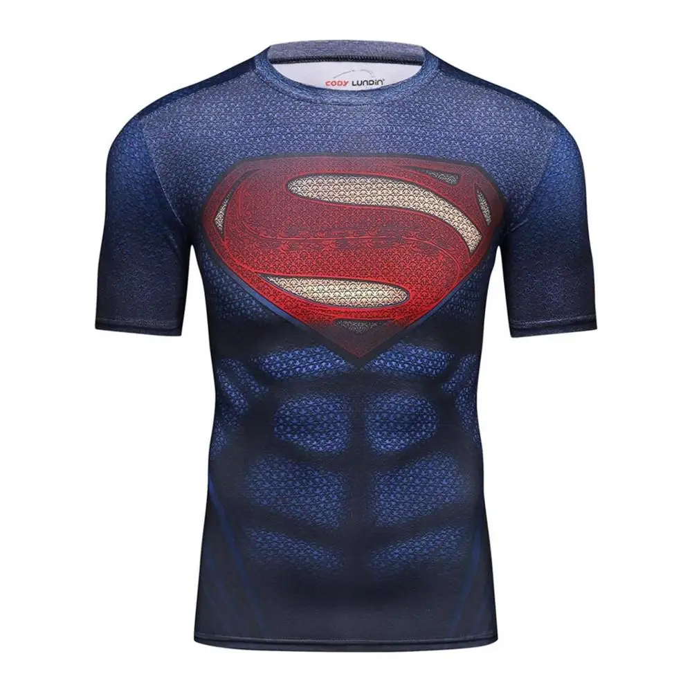 Мужская футболка, компрессионная футболка, новая футболка с 3D принтом Бэтмена, мужские реглан с коротким рукавом, супергерой, фитнес топы, футболка Коди ландин - Цвет: 8
