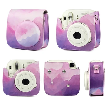 

Retro PU Leather Case For Fuji Fujifilm Instax Polaroid Mini 8 8+ 9 Watercolor fantasy clouds Camera Bag Protective Cover
