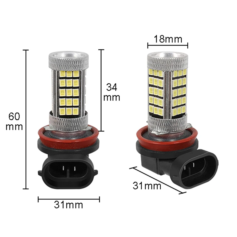 YCCPAUTO 2 шт. H8 H11 Светодиодный противотуманный фонарь для автомобиля Белый Желтый Ледяной Синий 2835 66 smd авто противотуманная фара DRL 12-24 В