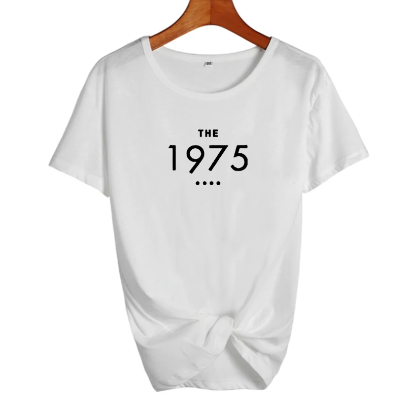 1975 Футболка Винтаж Harajuku готика женские Топы Футболка уличная одежда Мода Панк Рок, tumblr женская черная белая футболка
