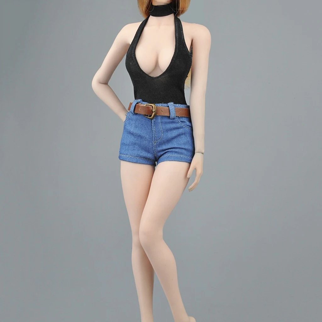 1/6 Scale Womens Bodysuit + Hot Jeans + Belt + Choker Set for 12 inch   HT,  PH, JIAOU, CY Girls Female Body