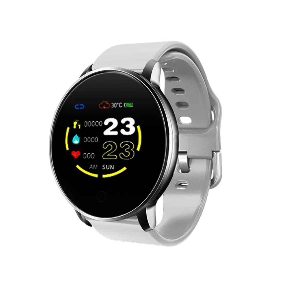 Hi01, цветной экран, водонепроницаемые Смарт-часы, Bluetooth, браслет, пульсометр, кровяное давление, часы, фитнес-трекер, умные часы - Цвет: Серый