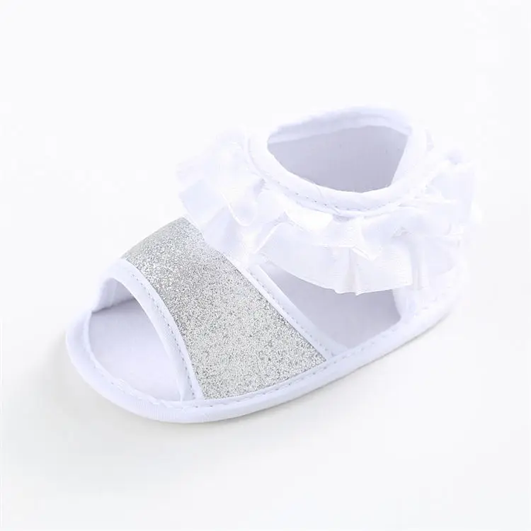 Детские сандалии для маленьких девочек; вечерние туфли принцессы на плоской подошве; мягкая нескользящая обувь с хлопковой подошвой; летняя обувь для малышей; обувь для маленьких девочек - Цвет: Белый