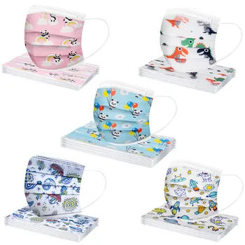 

50PCS Non-woven Fabric Disposable Mask Children Kids Cartoon Animal Face Mask Breathable Mouth Cover Mascarillas Desechables