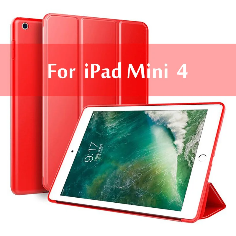 Чехол для iPad Mini 4 3 2 1 чехол из искусственной кожи Силиконовый мягкий чехол для iPad Mini 5 чехол Funda - Цвет: Mini 4 Red
