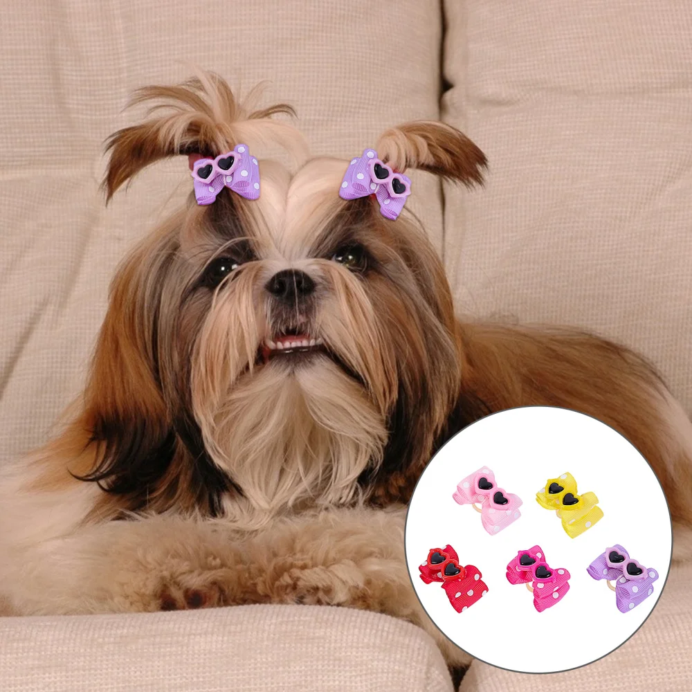 10Pcs Decorative Pet Hairpins Summer Dog Hair Clips Bowknot Headdress