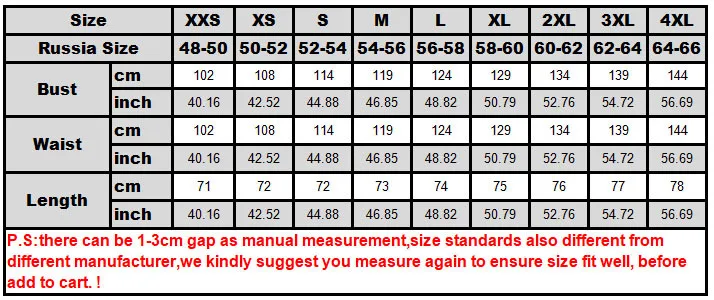 size table