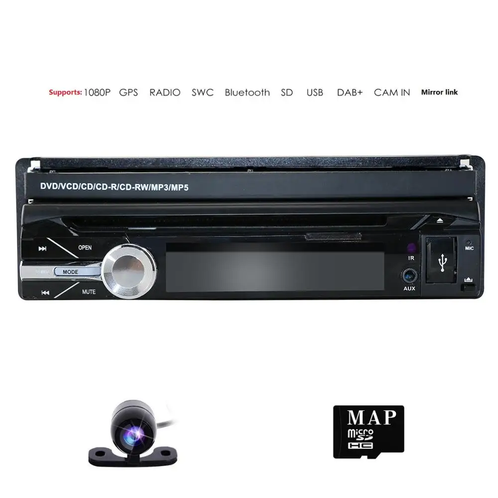 

1 din car auto radio DVD player AMP Radio GPS Car Monitor DVD for universal car with steering wheel Bluetooth rear view camera
