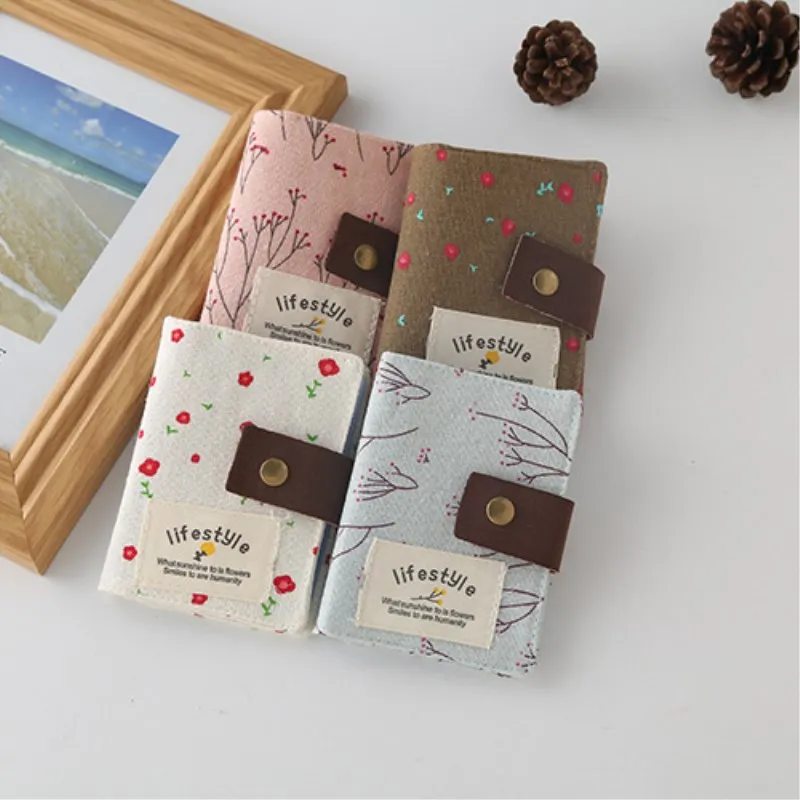 

2019 New Style Pastoral Style Floral-Print Canvas Card Bag Women's Multi-Card Holder Document Package 20 Card Holder 45G Manufac