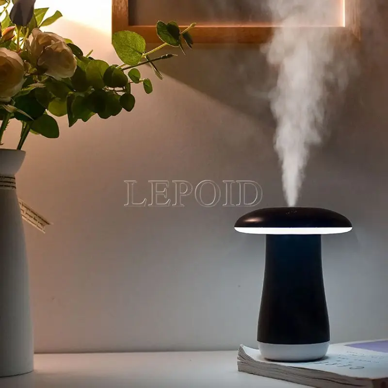 

LEPOID USB Air Humidifier Ultrasonic Cool Mist Mushroom Mini Humidificador Diffuser Mini USB Fan for Home office 180ml