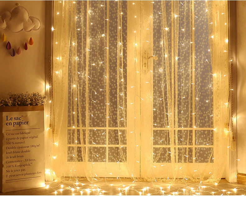 Светодиодный светильник-гирлянда, занавеска, s, гирлянда, 220 В, Сказочная звезда, Рождественский уличный светильник для окна, для свадьбы, вечеринки, сцены, для внутреннего украшения дома