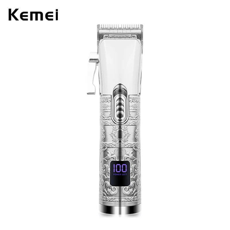 

Kemei Professional Cordless Men Hair Trimmer Barbershop Rechargeable Hair Clipper Electric Fade Hair Cutter Portable LCD Display