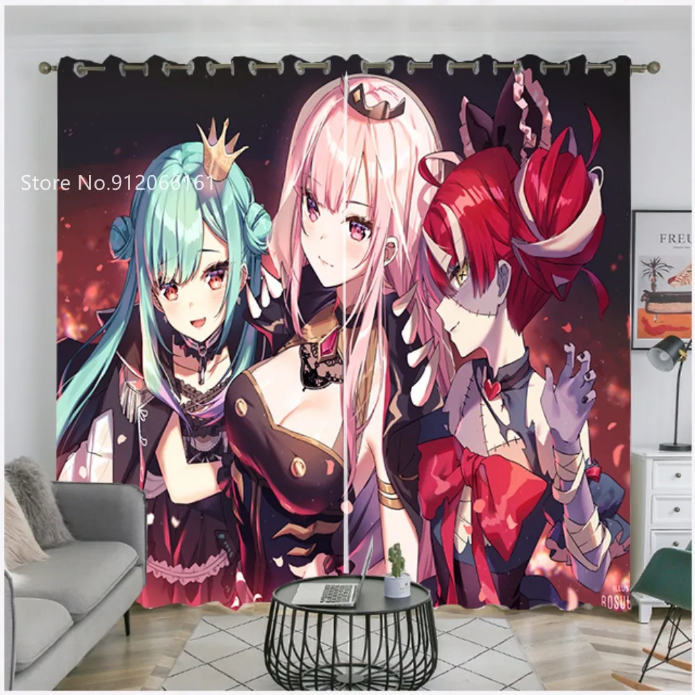 

Anime Girls Window Curtain 3D Print Lovely Cute Kawaii Window Treatment For Living Room Bedroom Window Drapes Home Decoration