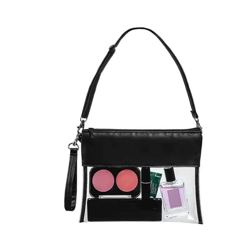

Fashion Transparent Women's Handbag Brief Design Clutch Wallet Large Capacity Single Shoulder Bag Zipper Cellphone Bag