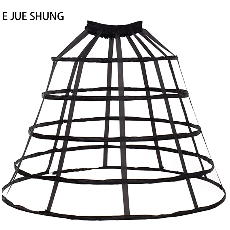 

E JUE SHUNG 5 Hoops Pannier Petticoat Women Victorian Bustle Cages Hoop Skirt Cosplay Lolita Underskirt Crinoline for Women