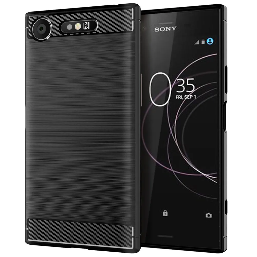 Per Sony Xperia Xz1 Custodia Di Lusso In Fibra Di Carbonio Custodia In Silicone Pieno Morbido Per Custodie Compatte Sony Xz1 Xz1Compact